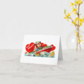 ヴィンテージボイティングベア先生バレンタイン カード (黄色い花)