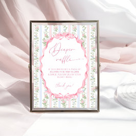 ヴィンテージボウフローラガールベビーシャワーおむつラッフル ポスター