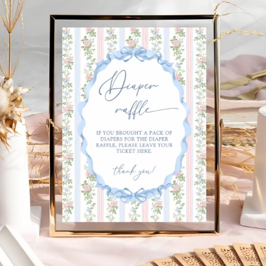 ヴィンテージボウフローラベビーシャワーおむつラッフル ポスター