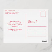 ヴィンテージボウメリークリスマスレッド写真 箔シーズンポストカード (裏面)