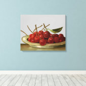 ヴィンテージボウル・オブ・レッド・さくらんぼ キャンバスプリント (インサイチュ (ウッドフロア))