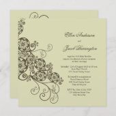 ヴィンテージボエレガントホフローラペイズリーウエディング招待 招待状 (正面/裏面)