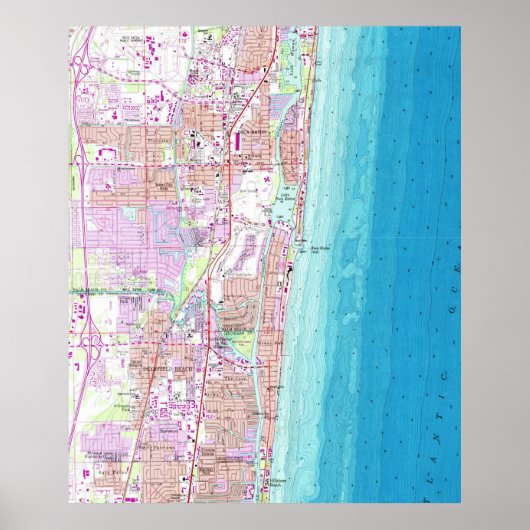 ヴィンテージボカラトンフロリダの地図(1962年) ポスター (正面)