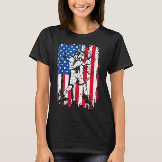 ヴィンテージボクサーアメリカ国旗アメリカボクシングボクサーパトリ Tシャツ (正面)