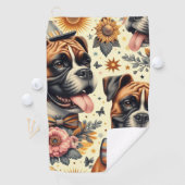 ヴィンテージボクサードッグイラストレーション ゴルフタオル (インサイチュ)