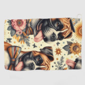 ヴィンテージボクサードッグイラストレーション ゴルフタオル (横)