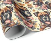 ヴィンテージボクサードッグイラストレーション ラッピングペーパー (ロールコーナー)