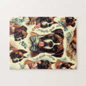 ヴィンテージボクサー犬シームレス ジグソーパズル (横)