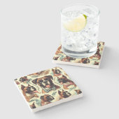 ヴィンテージボクサー犬シームレス ストーンコースター (横)