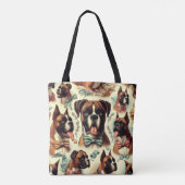 ヴィンテージボクサー犬シームレス トートバッグ (裏面)