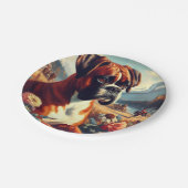 ヴィンテージボクサー絵画ドッグ ペーパープレート (アングル)