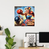 ヴィンテージボクシングガールイラストレーション ポスター (ホームオフィス)