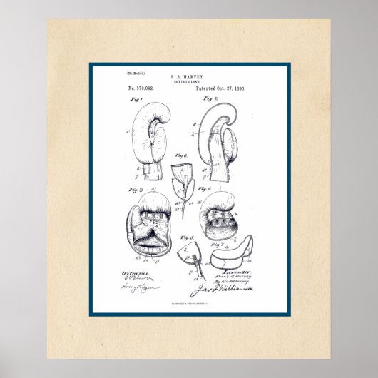 ヴィンテージボクシンググローブ特許 ポスター (正面)