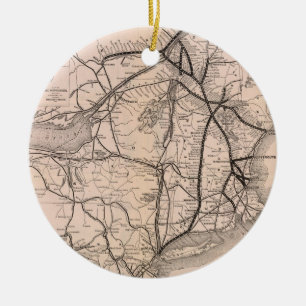 ヴィンテージボストンおよびモントリオールの鉄道地図(1887年) セラミックオーナメント