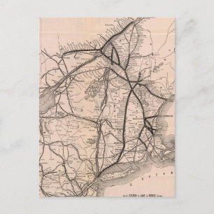 ヴィンテージボストンとモントリオール鉄道の地図(1887年) ポストカード