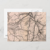 ヴィンテージボストンとモントリオール鉄道の地図（1887年） ポストカード (正面/裏面)