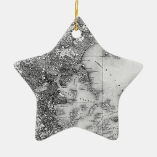 ヴィンテージボストンの地図 セラミックオーナメント (正面)