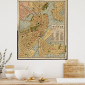 ヴィンテージボストンの地図 ポスター (キッチン)