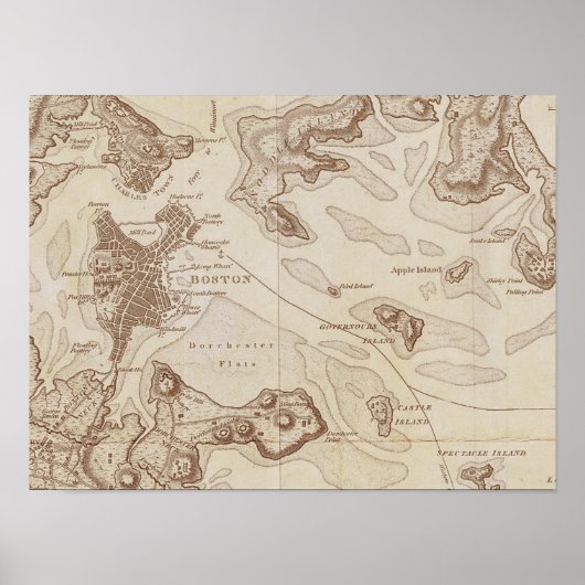 ヴィンテージボストンの地図 ポスター (正面)