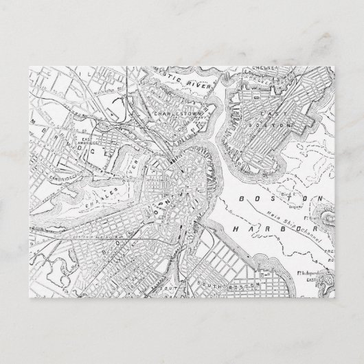 ヴィンテージボストンの地図（1878年） ポストカード (正面)
