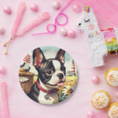 ヴィンテージボストンテリアイラストレーション ペーパープレート (パーティー)