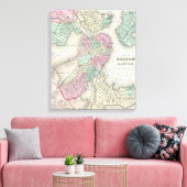 ヴィンテージボストンハーバーの地図（1857年） キャンバスプリント (インサイチュ (リビング))