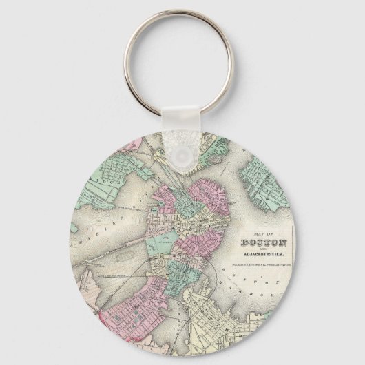 ヴィンテージボストンハーバーの地図(1857年) キーホルダー (正面)