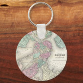 ヴィンテージボストンハーバーの地図(1857年) キーホルダー (正面)
