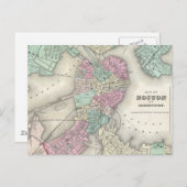ヴィンテージボストンハーバーの地図（1857年） ポストカード (正面/裏面)