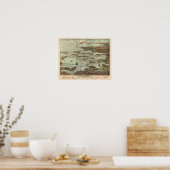 ヴィンテージボストンハーバーポスターの地図 ポスター (キッチン)