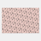 ヴィンテージボストンピンクとブラック ラッピングペーパーシート (正面3)