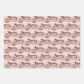 ヴィンテージボストンピンクとブラック ラッピングペーパーシート (正面2)