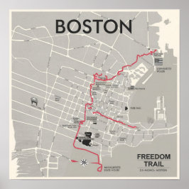 ヴィンテージボストンマサチューセッツの地図，ボストンマアメリカの地図 ポスター
