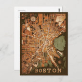 ヴィンテージボストンマサチューセッツの地図,ボストンマアメリカの地図 ポストカード (正面/裏面)