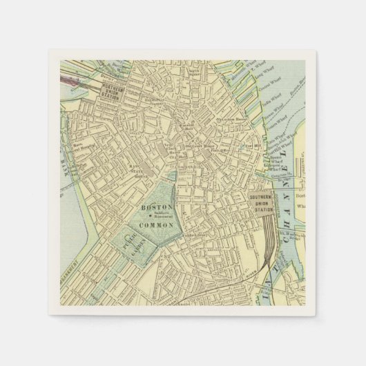 ヴィンテージボストンマップカクテルナプキンズ スタンダードカクテルナプキン (正面)