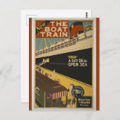 ヴィンテージボストンメイン鉄道ボートトレイン ポストカード (正面/裏面)