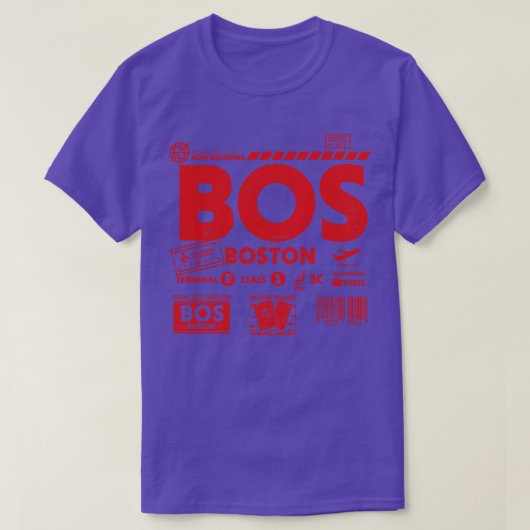 ヴィンテージボストンBOSエアポートコードトラベルデイレトロT Tシャツ (デザイン正面)