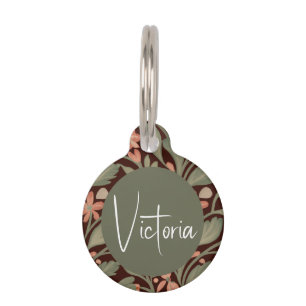 ヴィンテージボタニカルアーツ&クラフツスタイルドッグラベル ペット　ネームタグ