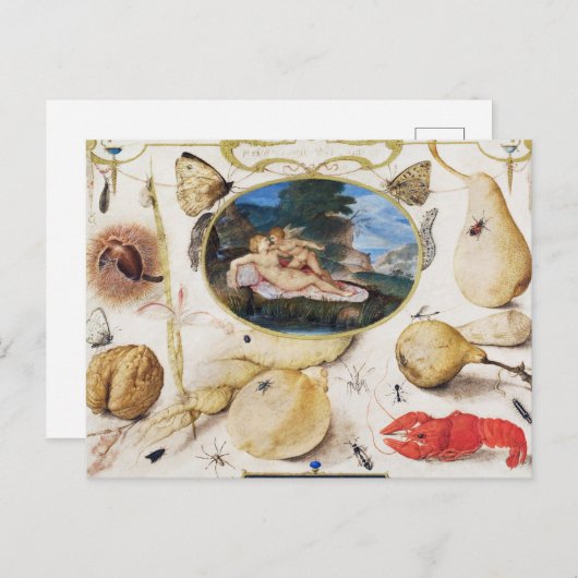 ヴィンテージボタニカルイラストレーションホリディハガキ シーズンポストカード (正面/裏面)