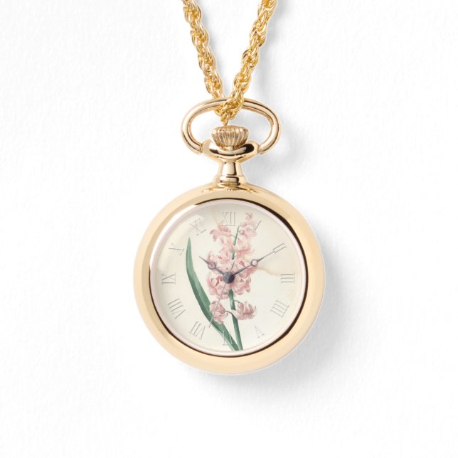 ヴィンテージボタニカルウォーター色ヒヤシンスWウォッチ 腕時計 (正面)