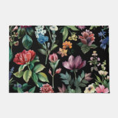 ヴィンテージボタニカルエレガンスブラック ドアマット (正面)