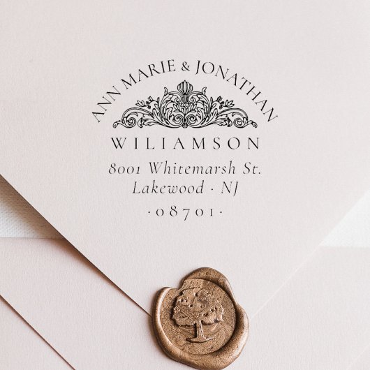 ヴィンテージボタニカルエレガントウェディング差出人住所 ラバースタンプ