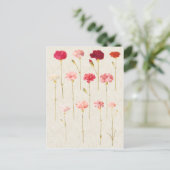 ヴィンテージボタニカルカーネーションイラストレーション ポストカード (スタンド正面)