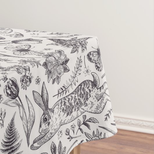 ヴィンテージボタニカルガーデンバニー蝶イースター テーブルクロス (インサイチュ)