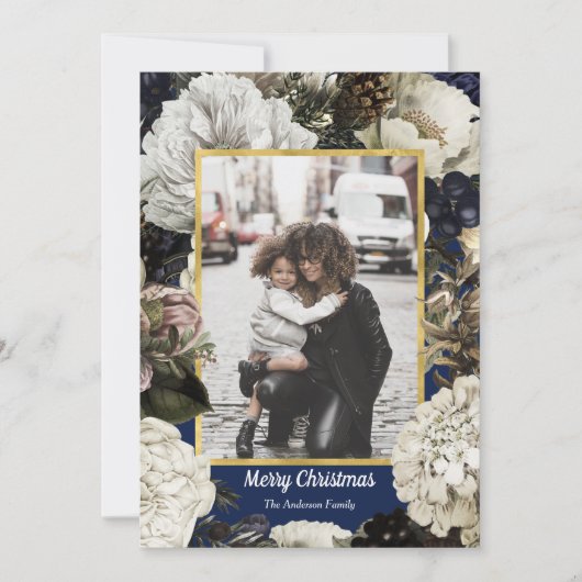ヴィンテージボタニカルクリスマスの写真カード シーズンカード (正面)