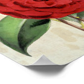 ヴィンテージボタニカルクリムゾンカメリア ポスター (角)