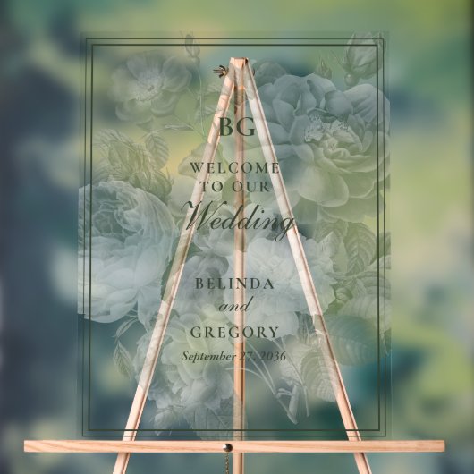 ヴィンテージボタニカルグリーンガーデン結婚パーティーテーマ アクリルサイン (ニュートラル)