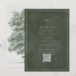 ヴィンテージボタニカルグリーンガーデン結婚パーティーテーマ セーブザデート