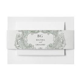 ヴィンテージボタニカルグリーンガーデン結婚パーティーテーマ 招待状ベリーバンド