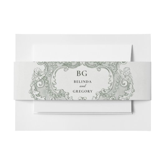 ヴィンテージボタニカルグリーンガーデン結婚パーティーテーマ 招待状ベリーバンド (正面例)